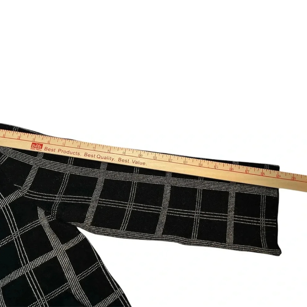 ANTHROPOLOGIE Moth Black Windowpane Plaid Knit Sweater Blazer Women’s Small - Picture 4 of 10